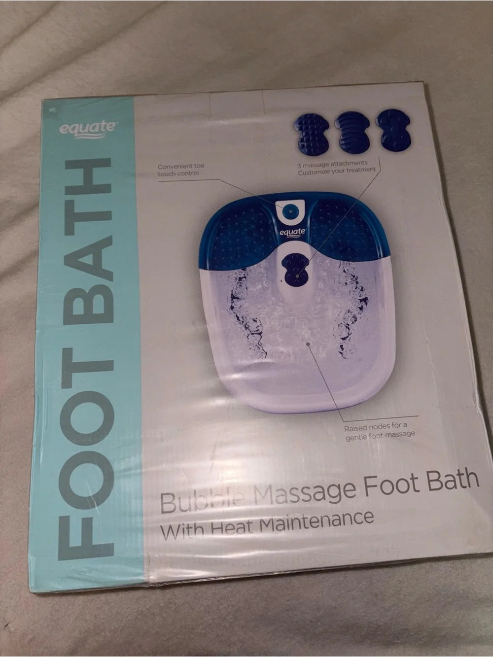 Equate Blue and White Foot Bath with Bubble Massage and Interchangeable Nodes